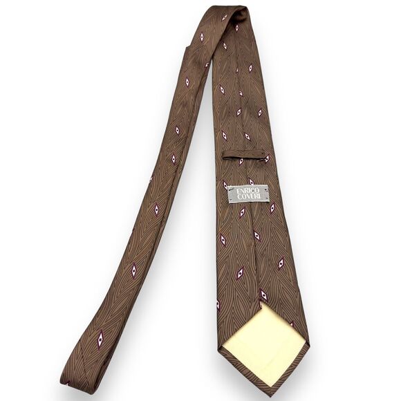 Enrico Coveri Mens Silk Dress Tie Made in Italy Geometric Design 58" 3.25" - Picture 5 of 7